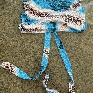 SHEIN Blue and Animal Print Halter Top